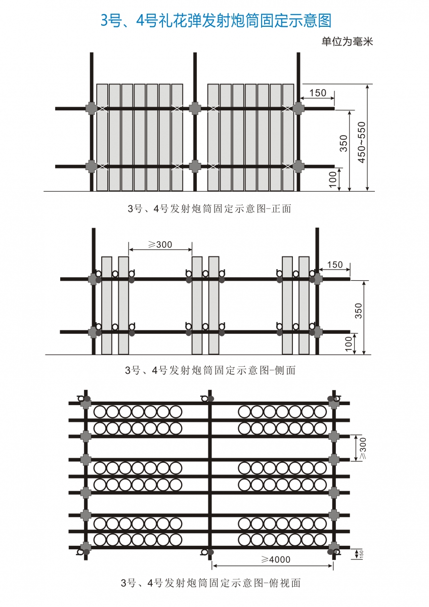 大型焰火燃放作业-礼花弹发射炮筒固定示图